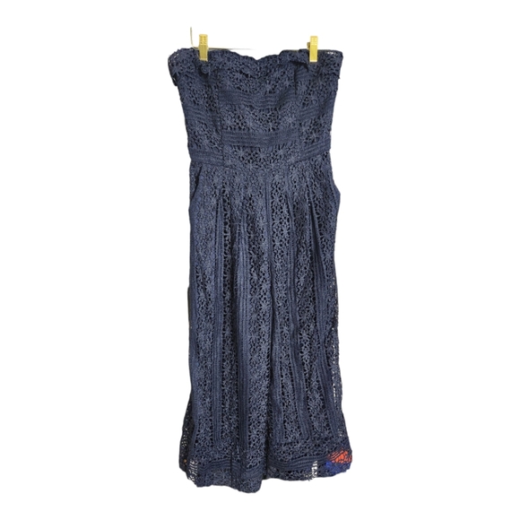 Anthropologie Greylin lace strapless jumpsuit size S in navy - Picture 3 of 7